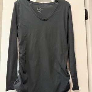 Isabel maternity black longsleeve ruched side shirt size small